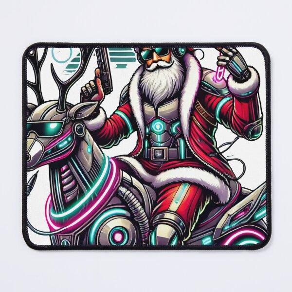 Item preview, Cyberpunk Santa Riding Neon Reindeer Christmas Art designed and sold by lubushop1.