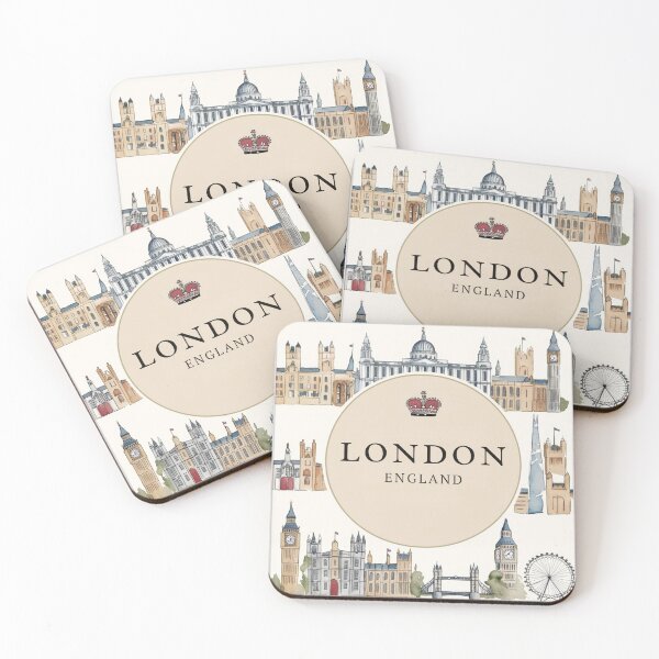 Item preview, London Landmarks and Crown Watercolor  designed and sold by Heritage Print Co.
