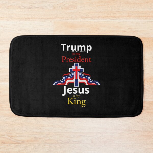 Item preview, Trump is my President Jesus is my King Christian Cross US Flag designed and sold by Ceramic Scripture.