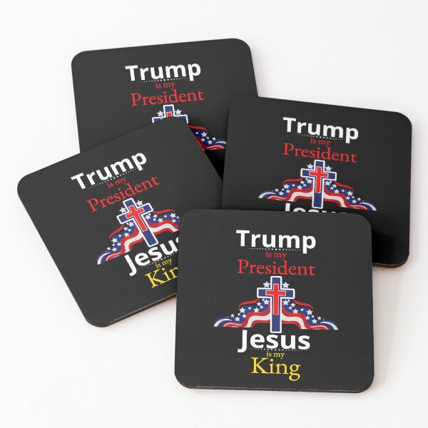 Item preview, Trump is my President Jesus is my King Christian Cross US Flag designed and sold by Ceramic Scripture.