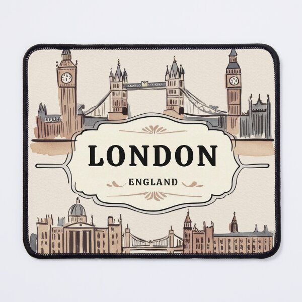 Item preview, Vintage London Cityscape Travel Poster with Big Ben and Tower Bridge designed and sold by Heritage Print Co.