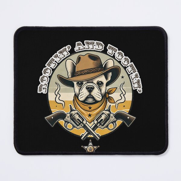 Item preview, French Bulldog Cowboy with Smoking Guns Sheriff Tee, Dog Lover Gift, Wild West T-Shirt, Rooting and Tooting, Animal Print Shirt designed and sold by Negative Vibes Only.