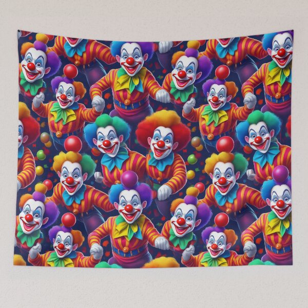Item preview, Circus Clowning: A whimsical pattern featuring clowns performing acrobatic feats and juggling colorful balls. designed and sold by Grang Art Artistic Designs.