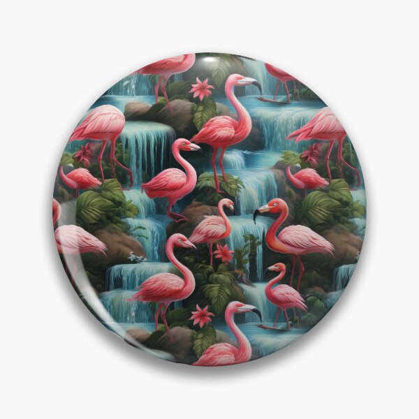 Item preview, Flamboyance of Flamingos: A stylish and sophisticated pattern with flamingos striking elegant poses, surrounded by exotic flowers and water. designed and sold by Grang Art Artistic Designs.
