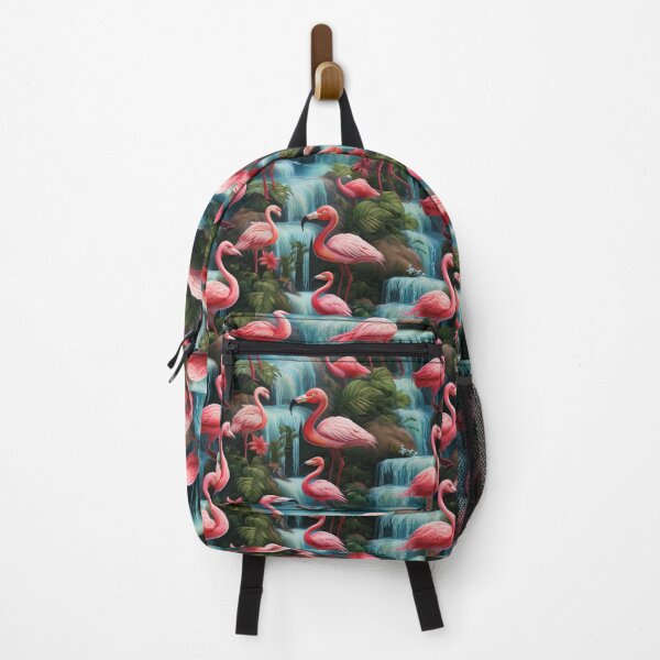 Item preview, Flamboyance of Flamingos: A stylish and sophisticated pattern with flamingos striking elegant poses, surrounded by exotic flowers and water. designed and sold by Grang Art Artistic Designs.