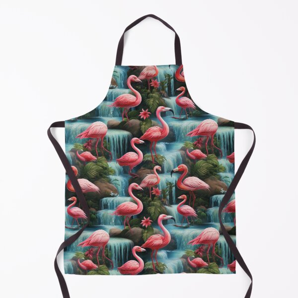Item preview, Flamboyance of Flamingos: A stylish and sophisticated pattern with flamingos striking elegant poses, surrounded by exotic flowers and water. designed and sold by Grang Art Artistic Designs.