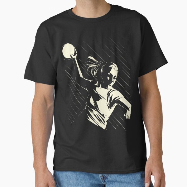 Item preview, Powerful Handball Player in Action - Black and White Sports Art designed and sold by DrawHandArt.