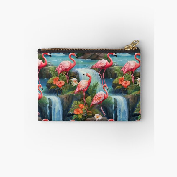 Item preview, Flamingo Fun: A cheerful and whimsical pattern with flamingos enjoying a day at the waterfall. designed and sold by Camel & Quirk.