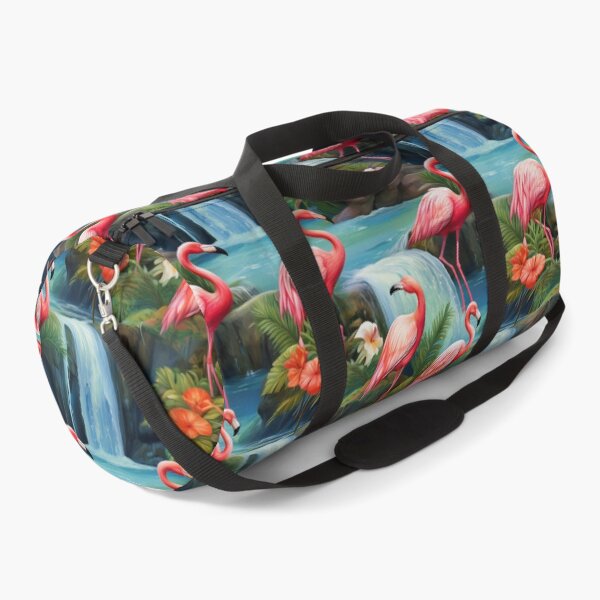 Item preview, Flamingo Fun: A cheerful and whimsical pattern with flamingos enjoying a day at the waterfall. designed and sold by Camel & Quirk.