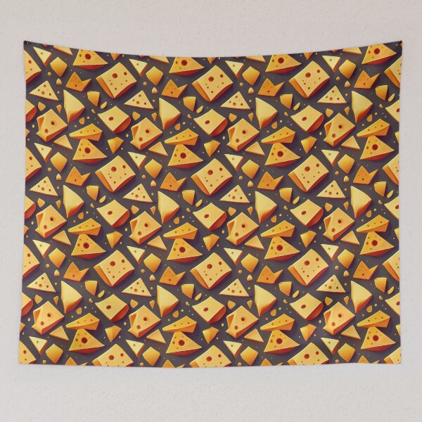 Item preview, Cheesy Shapes: A playful pattern with different shapes of cheese. designed and sold by Camel & Quirk.