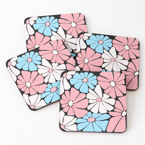 Item preview, Trans flag retro flowers: all profit donated to organizations that support trans people designed and sold by seekingclarity.