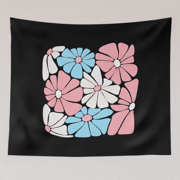 Item preview, Trans flag retro flowers: all profit donated to organizations that support trans people designed and sold by seekingclarity.