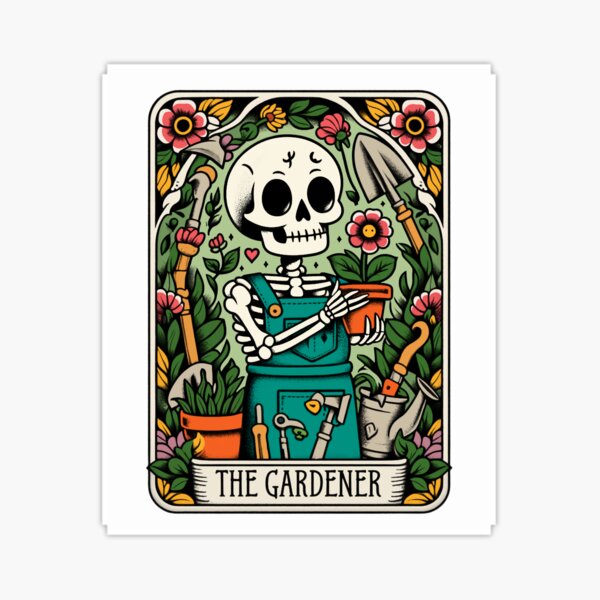 Item preview, Skeleton The Gardener Tarot Card designed and sold by Lunar-And-Leap.