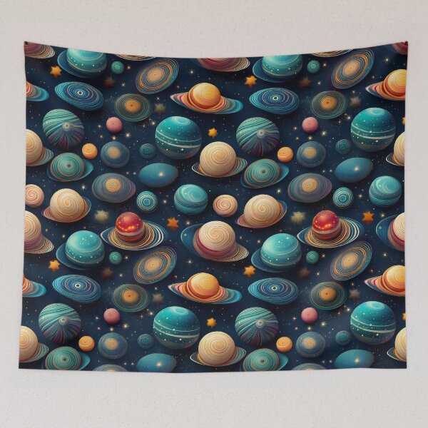 Item preview, Celestial Dreams: A dreamy pattern with planets, moons, and comets floating through a starry sky, perfect for a calming and peaceful atmosphere. designed and sold by Grang Art Artistic Designs.