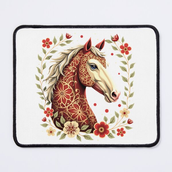 Item preview, Floral Folk Art Horse Illustration designed and sold by BirdsnStuff.