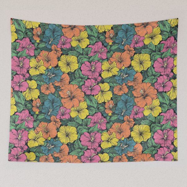 Item preview, Patrón floral de hibisco designed and sold by InkInduldge.