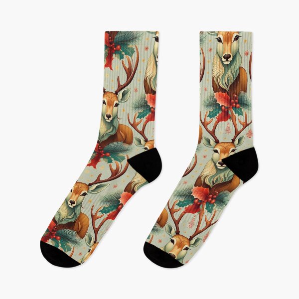 Item preview, Reindeer Ramble: A whimsical pattern with reindeer wandering through a magical forest. designed and sold by Grang Art Artistic Designs.