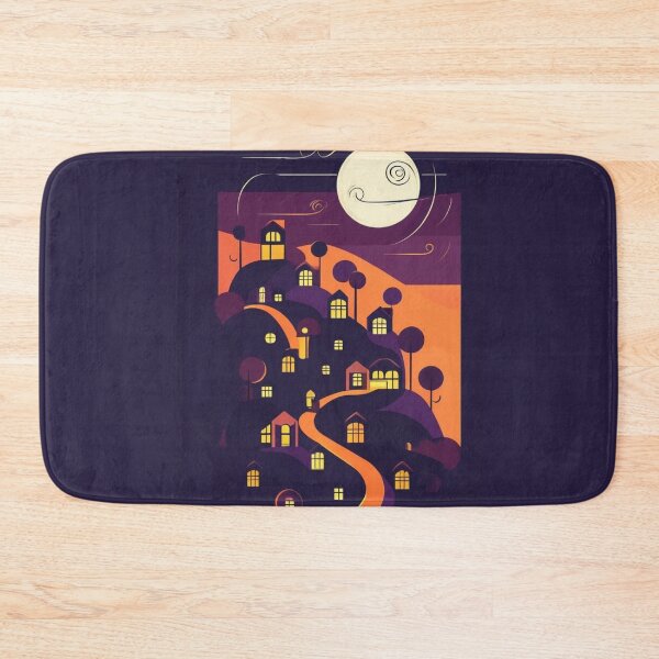 Item preview, Whimsical Moonlit Village on a Hillside designed and sold by Laila-Ahmed.