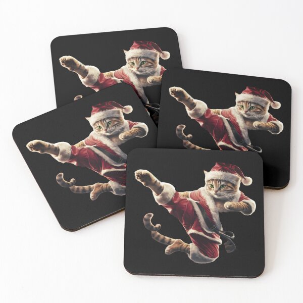 Item preview, Karate Kicking Santa Cat designed and sold by FunnyBums.