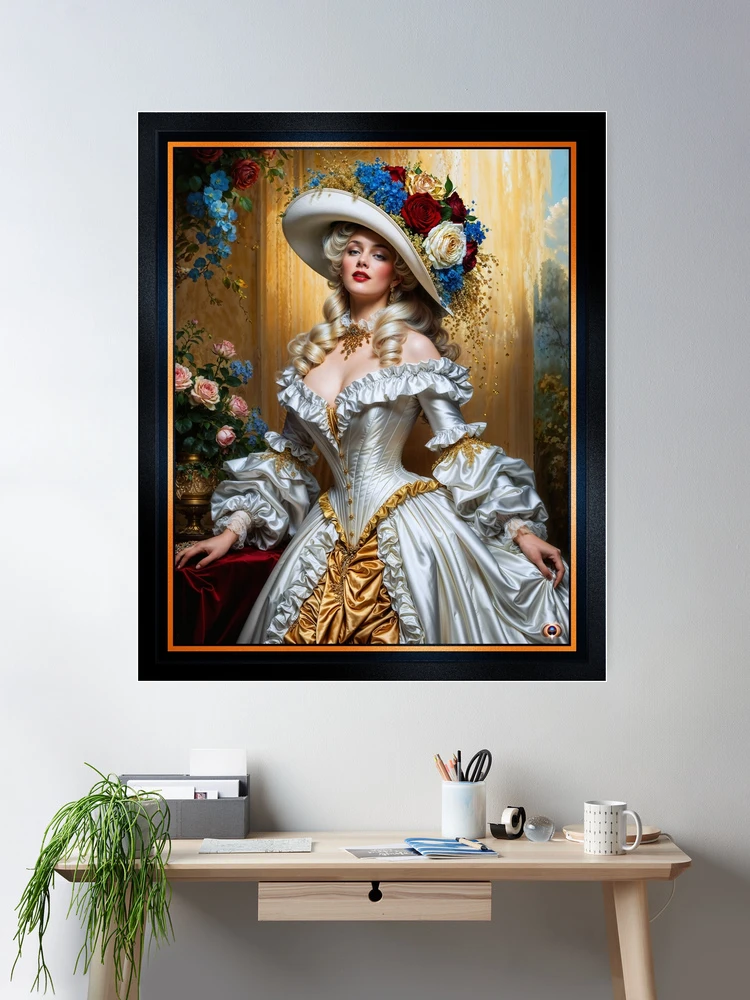 Victorian Masterpiece Of A Platinum Blonde Bombshell In Stunning Floral Adornments AI Concept Art by Xzendor7 2 Victorian Masterpiece Of A Platinum Blonde Bombshell In Stunning Floral Adornments Captivating AI Concept Art by Xzendor7 Wall Decor Poster Art Print