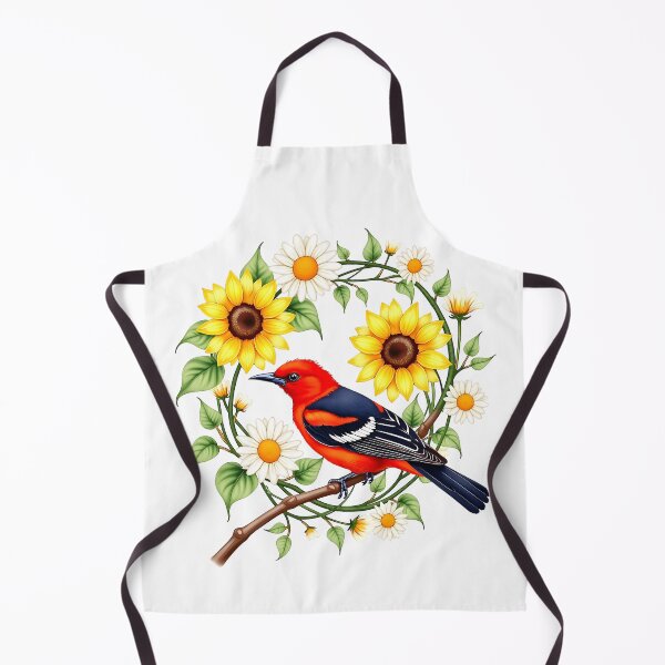 Item preview, Scarlet Tanager Amongst Bold Sunflowers designed and sold by BirdsnStuff.