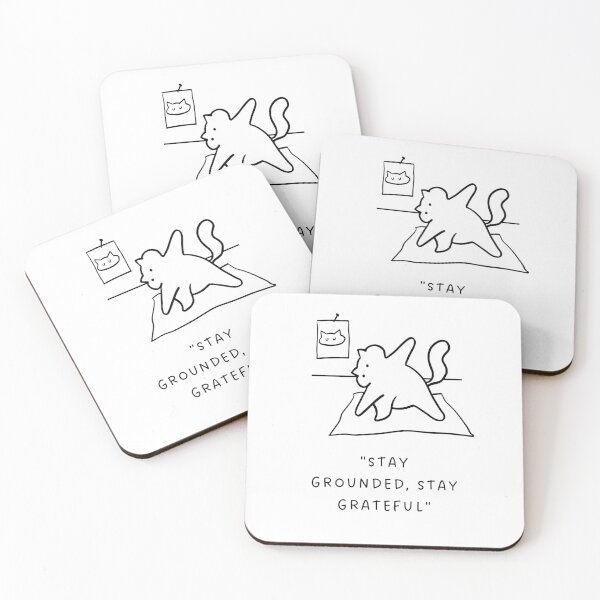 Item preview, Stay Grounded, Stay Grateful | Yoga Cat Illustration designed and sold by RM-Journey.