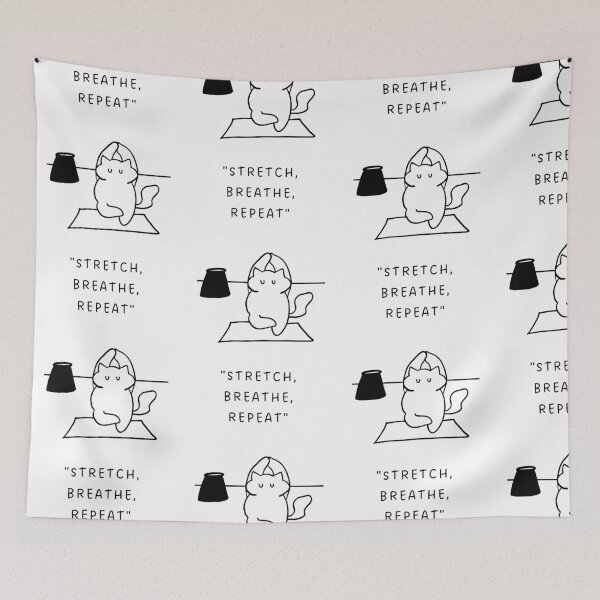 Item preview, Stretch, Breathe, Repeat | Yoga Cat Illustration designed and sold by RM-Journey.