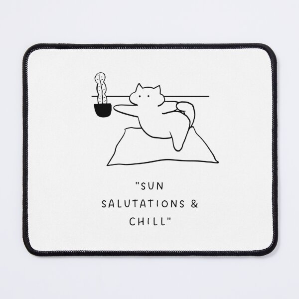 Item preview, Sun Salutations & Chill | Yoga Cat Illustration designed and sold by RM-Journey.