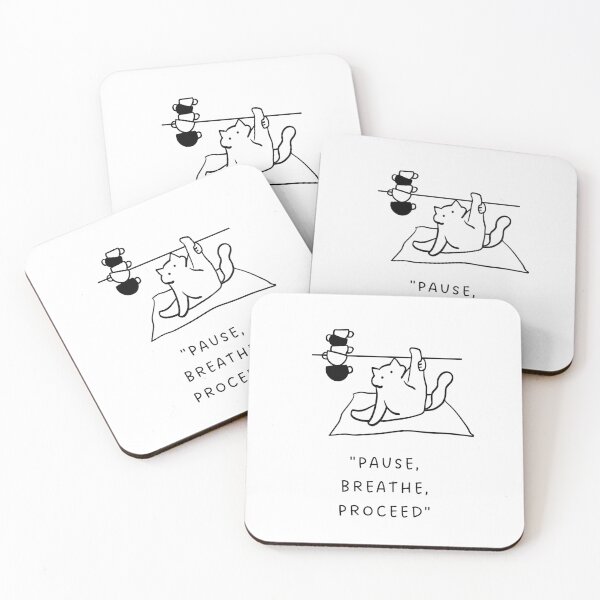 Item preview, Pause, Breathe, Proceed | Yoga Cat Illustration designed and sold by RM-Journey.