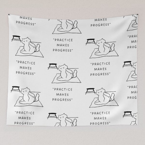 Item preview, Practice Makes Progress | Yoga Cat Illustration designed and sold by RM-Journey.
