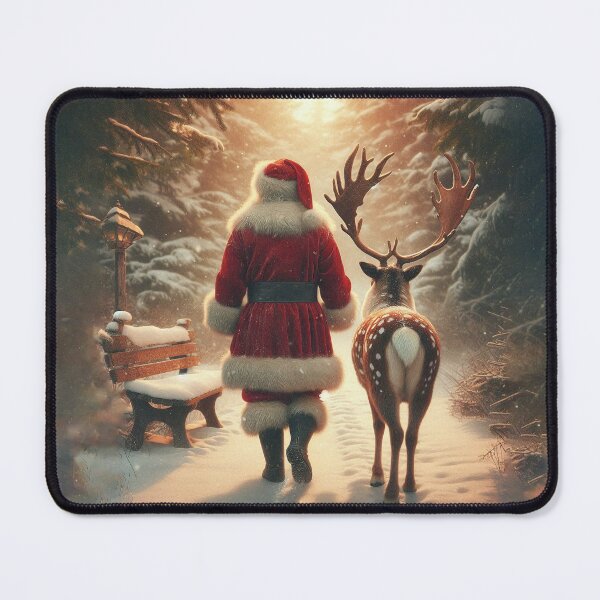 Item preview, Vintage Winter Walk with Santa and Reindeer designed and sold by MarinaFila.