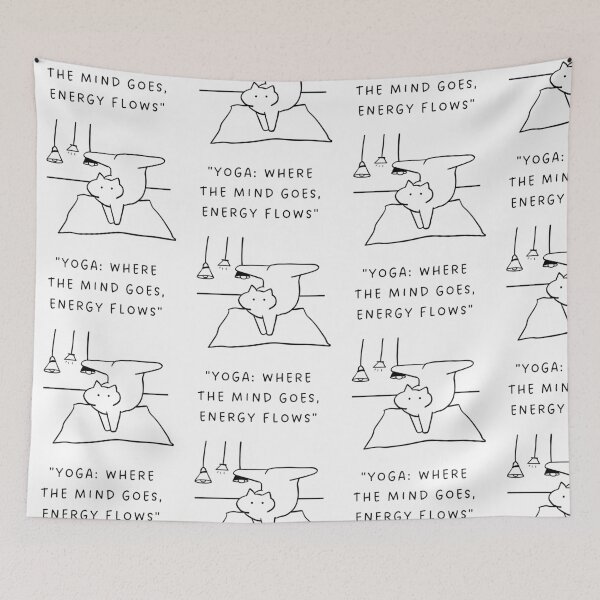 Item preview, Yoga: Where the Mind Goes, Energy Flows | Yoga Cat Illustration designed and sold by RM-Journey.