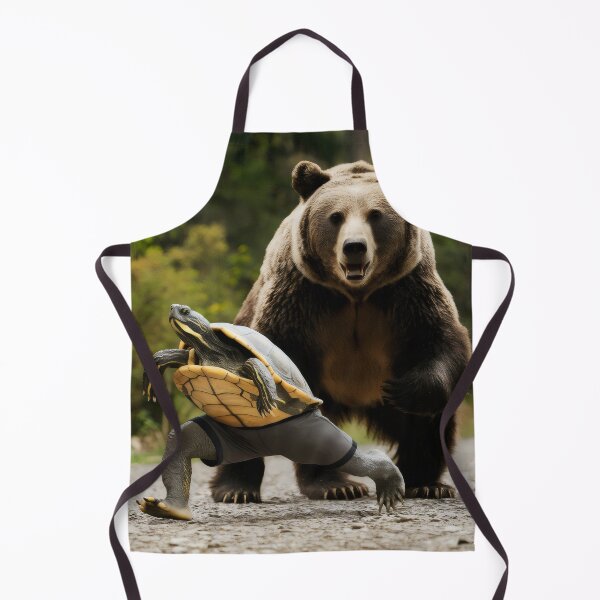 Item preview, A bear and a turtle in an unusual situation. designed and sold by MyHappyArtShop.