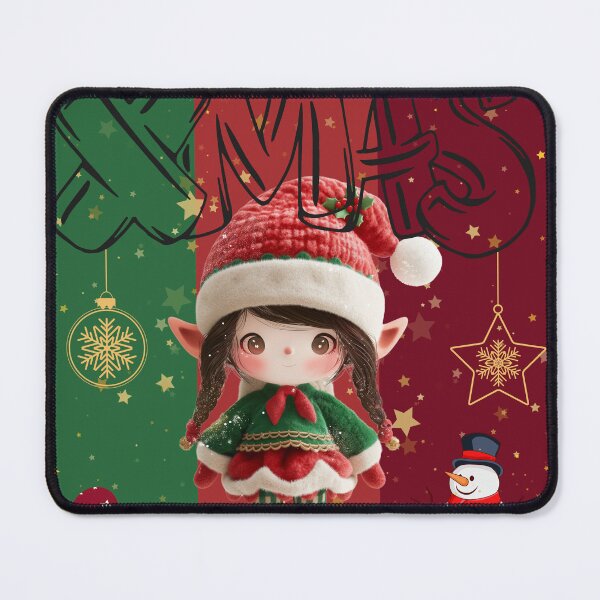 Item preview, Cute Christmas elf doll with Xmas lettering and snowman designed and sold by inksavvystudio.