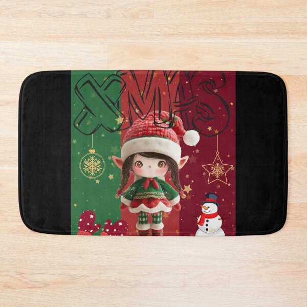Item preview, Cute Christmas elf doll with Xmas lettering and snowman designed and sold by inksavvystudio.