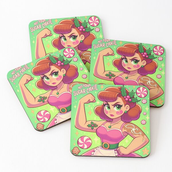 Item preview, Vintage Fiery Redhead Pin-Up Feminist Rosie The Riveter Gingerbread Inspired Christmas Cookie Art designed and sold by FaydeFlora.