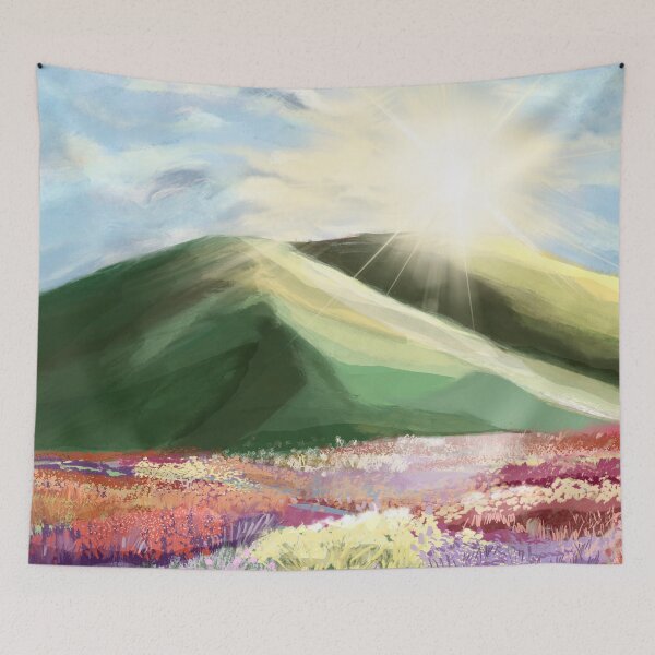 Item preview, Sunrise Over a Flower Field – A Beautiful Daytime Illustration designed and sold by Pandositive.