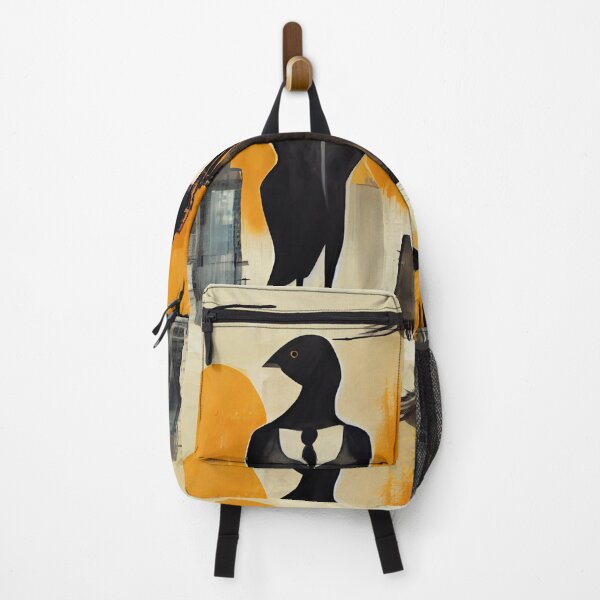Off to Work With the Larks Orange and Black by iServalan for Tale Teller Club Backpack
