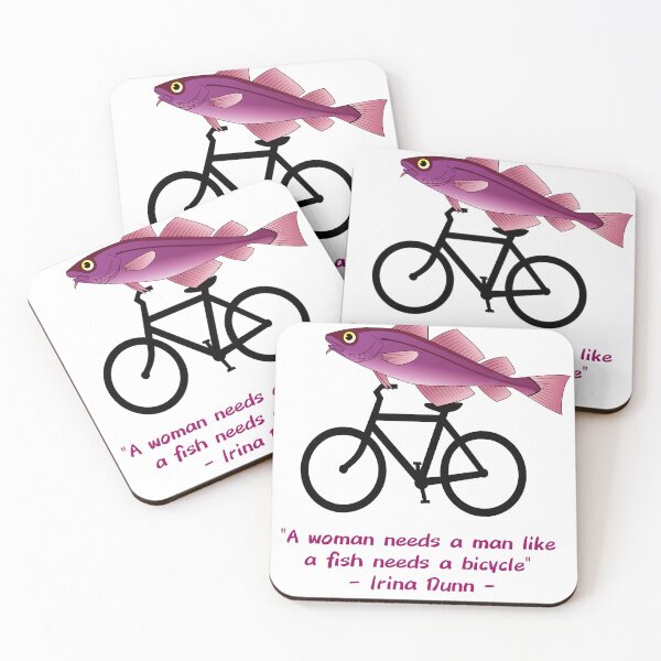 Item preview, A woman needs a man like a fish needs a bicycle, feminist quote  designed and sold by Ksuss.