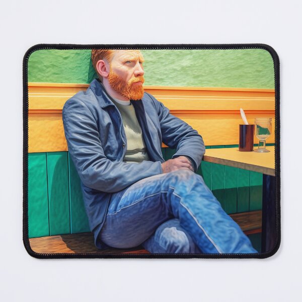 Item preview, what if Van Gogh would be alive and sitting in a pub wearing jeans painted in van gogh style self portrait designed and sold by EmeraldeaArt.