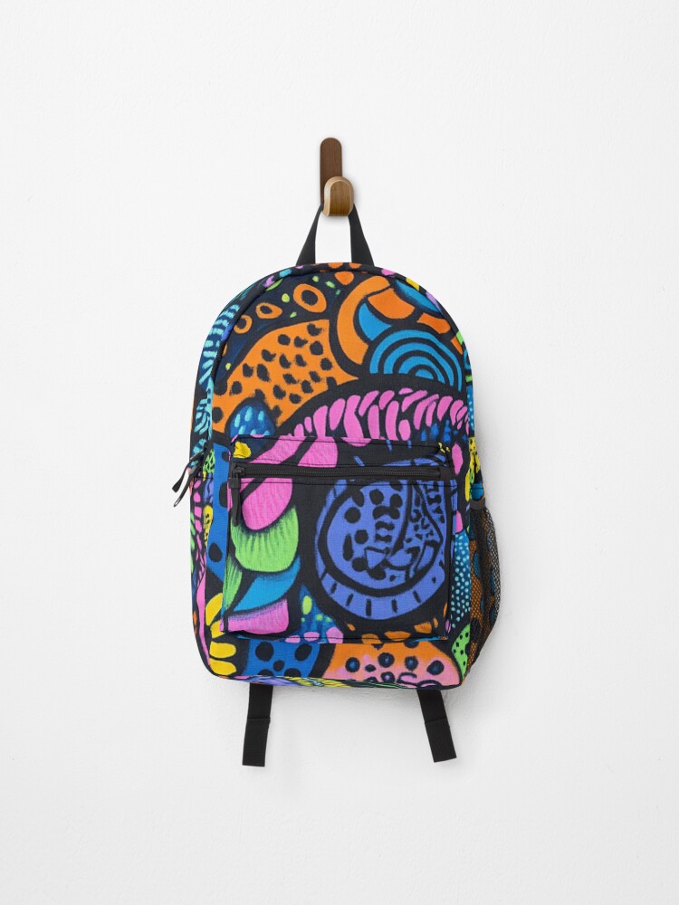 Thumbnail 1 of 3, Backpack, Neon Zentangle designed and sold by Ellimade.