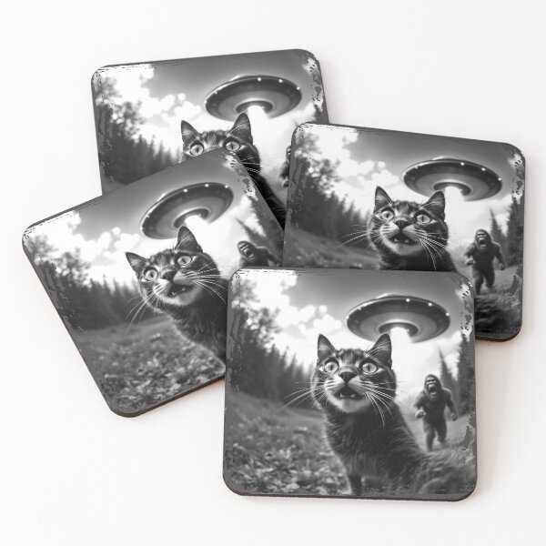 Item preview, Cat Selfie Bigfoot UFO Sasquatch designed and sold by wowwowmeow.