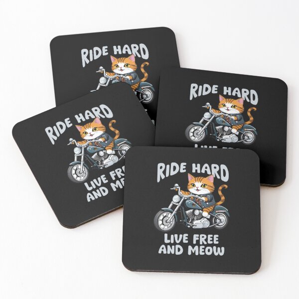 Item preview, Ride hard, live free and meow - biker cat illustration, biker designed and sold by Cherry-Cat.