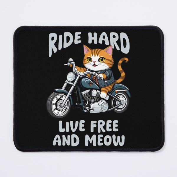 Item preview, Ride hard, live free and meow - biker cat illustration, biker designed and sold by Cherry-Cat.