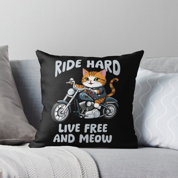 Item preview, Ride hard, live free and meow - biker cat illustration, biker designed and sold by Cherry-Cat.