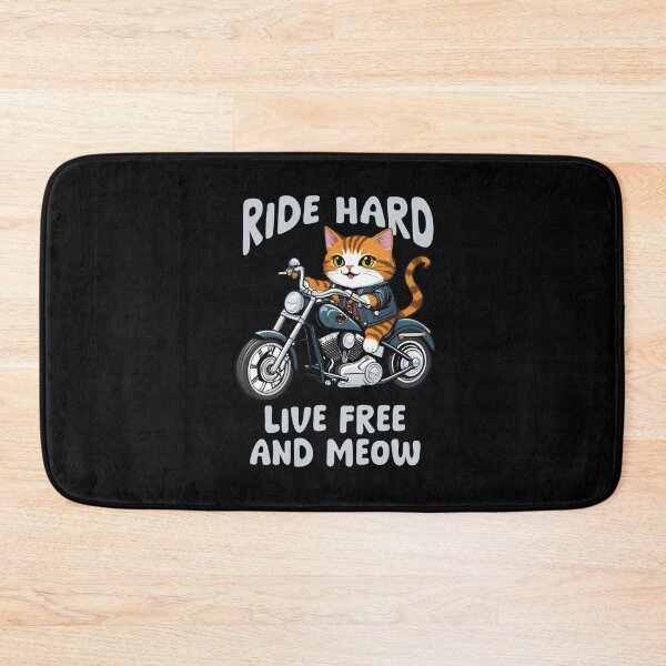 Item preview, Ride hard, live free and meow - biker cat illustration, biker designed and sold by Cherry-Cat.