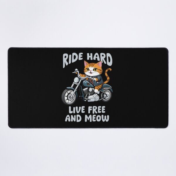 Item preview, Ride hard, live free and meow - biker cat illustration, biker designed and sold by Cherry-Cat.