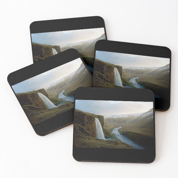 Item preview, Majestic Waterfall in Iceland's Serene Landscape Captured at Sunset designed and sold by regnumsaturni.