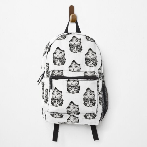 Item preview, Peeking Cats in Black and White – Double Cat Illustration, Torn Paper Effect designed and sold by Cherry-Cat.