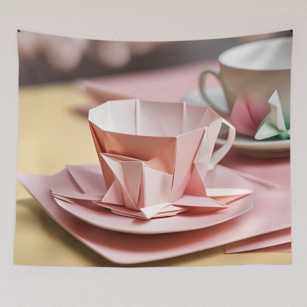 Item preview, Origami Art - Teatime Tranquility: The Perfect Cup and Saucer Pairing designed and sold by ArtfulFolds.